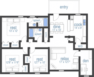  Floor Plan 3 Bed 2Bath Den