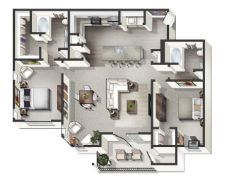 2 bed 2 bathroom C Los Angeles Floor Plan at Century Belmont Station, Louisville, KY
