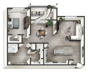 1 bed 1 bath Paris Floor Plan at Century Belmont Station, Louisville