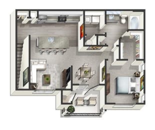 1 bed 1 bathroom Munich Floor Plan at Century Belmont Station, Kentucky, 40243