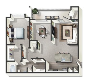 1 bed 1 bath Sydney Floor Plan at Century Belmont Station, Kentucky