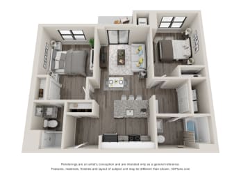 2 bed 2 bath  C3 Floor Planat Latitude at South Portland Apartment, Maine, 04106