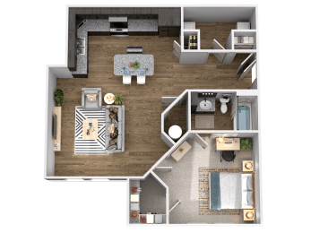 a floor plan of a house with a bedroom and a living room