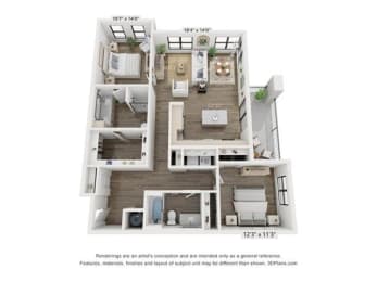 2 bedroom 2 bathroom Atlanta Floor Plan at Century West Pryor, Lee's Summit, Missouri