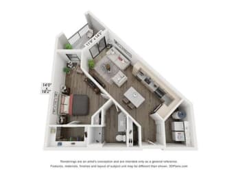 1 bedroom 1 bathroom Rome Floor Plan at Century West Pryor, Missouri, 64081