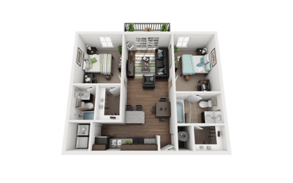 a 3d floor plan of a592 square foot home