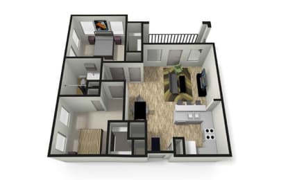 2 bed 1 bath floor plan at Eleven 85 Apartments, Atlanta, 30318