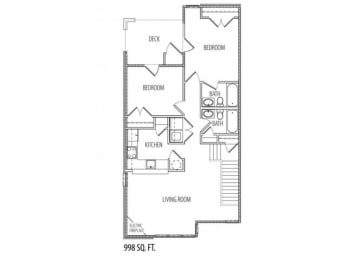 2 bed 2 bath floor plan A at Chester Village Green Apartments, Chester, Virginia