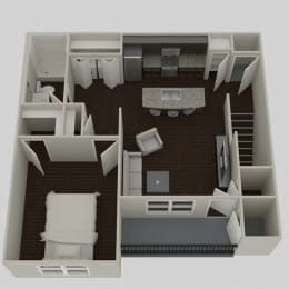 a floor plan of a room with a desk and chair at Park 33, Goshen Indiana
