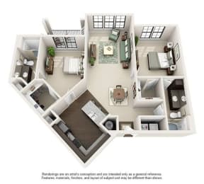 a 1 bedroom floorplan is shown in this rendering
