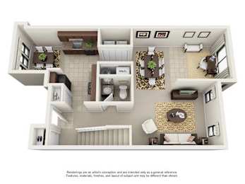 B4 Two Bedroom and Two Bathroom Floor Plan at Ridge Crossings Apartments, Hoover, AL