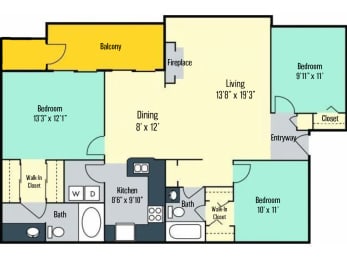 Three bedroom apartment with cathedral ceilings at The Chase Burlington, NC 27215