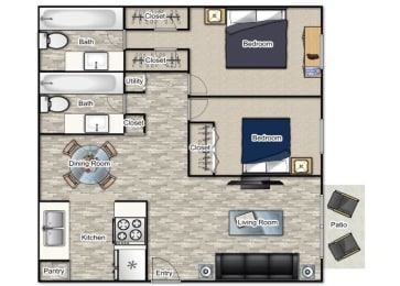 The Magnolia Renovated Floor Plan at Parkside Sandy Springs, Georgia, 30328