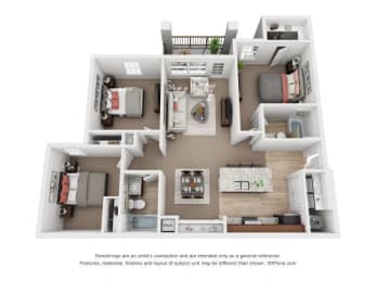 3 Bedroom Floor Plan at Ventura at Turtle Creek, Rockledge, 32955
