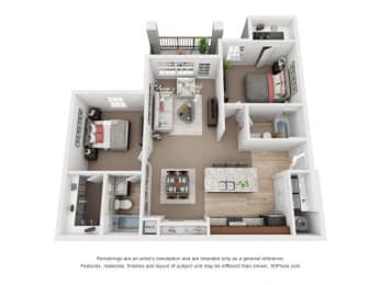 Two Bedroom Two Bath Floor Plan at Ventura at Turtle Creek, Rockledge