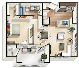 A1 Floor Plan at The James on South First, Austin, 78748