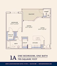 1A Floor Plan at Bridge at Heritage Woods, Austin, TX
