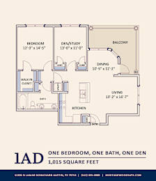 1AD Floor Plan at Bridge at Heritage Woods, Austin, 78753