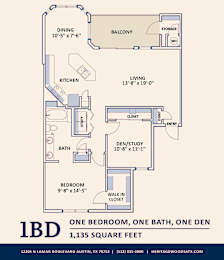 1BD Floor Plan at Bridge at Heritage Woods, Austin