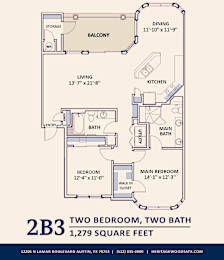 2B3 Floor Plan at Bridge at Heritage Woods, Austin, TX, 78753