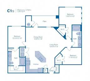 A blueprint of a C1S apartment layout with dimensions and room labels.
