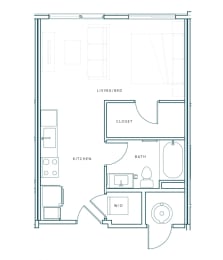 a floor plan of a 1 bedroom floor plan