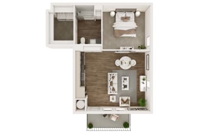 1 bed 1 bath floor plan A at Livano Trinity Apartments, Tennessee
