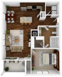 1 bedroom, 1 bathroom 648 sq ft floorplan at Hall Creek, Arlington, TN, 38002