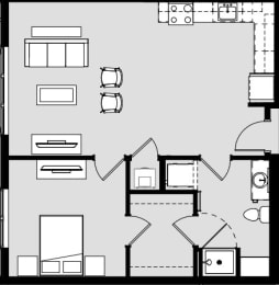 1 bed 1 bath K at Harbor Side at Conwood Flats Apartments, Memphis, TN, 38107