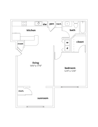 A2 827 square feet one bedroom and one bathroom floor plan at Appling Lakes, Tennessee, 38016