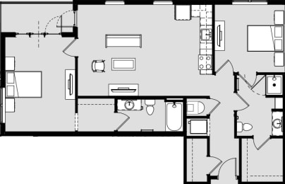 2 bed 2 bath at Harbor Side at Conwood Flats Apartments, Memphis, 38107