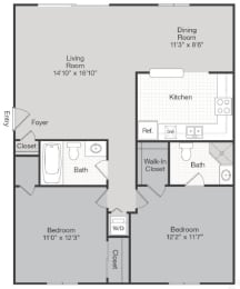 2 bed 2 bath B at The Waters at Chenal, Little Rock, 72211