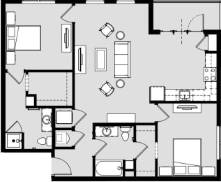 2 bed 2 bath C at Harbor Side at Conwood Flats Apartments, Tennessee