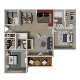 Berkley 2 Bedroom 2 Bath Floorplan at Crestmark Apartment Homes, Lithia Springs