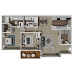 Biltmore 2 Bedroom 2 Bath Floorplan at Crestmark Apartment Homes, Georgia