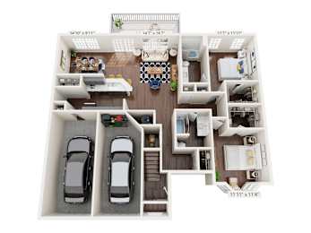 2Bed 2Bathroom Floor Plan at Bridgewater Apartments, Georgia, 30096