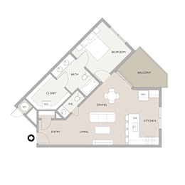 1 Bed 1.5 Bath Floor Plan at Carson Street Towers, Kansas, 66223