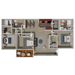 Clairmont 3 Bedroom 2 Bath Floorplan at Crestmark Apartment Homes, Lithia Springs, GA