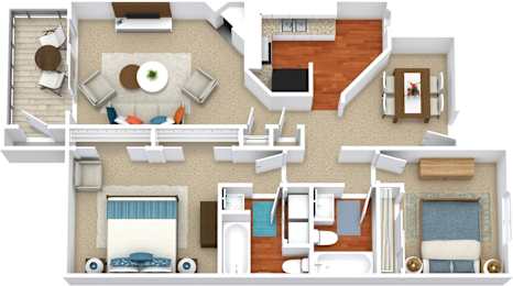 B2 Floorplan at Cordova Creek Apartments, Cordova, Tennessee