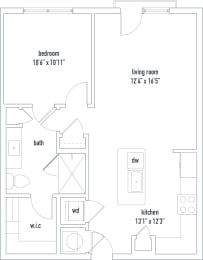 Monterey Floorplan 1 bed 1 bath 720 sq ft The Darmouth North Hills Apartments Raleigh NC 27609