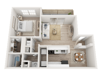 1 Bed 1 Bath Floorplan A at Dunwoody Glen, Atlanta, 30360