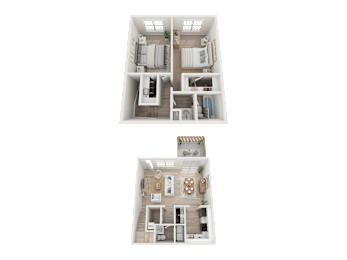 2 Bed 1 Bath Floorplan at Dunwoody Glen, Atlanta Georgia