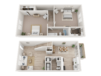2 Bed 2 Bath Floorplan at Dunwoody Glen, Atlanta, 30360
