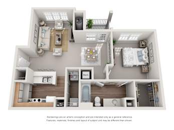 The Arctic One Bedroom One Bathroom Floorplan at Enclave at Wolfchase Apartments, Tennessee 38016