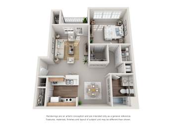 The Gray One Bedroom One Bathroom Floorplan at Enclave at Wolfchase Apartments, Tennessee 38016