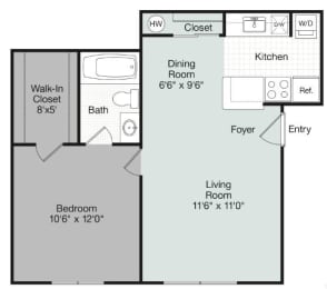 1 bed 1 bath B at Brightwaters Apartments, Little Rock, Arkansas