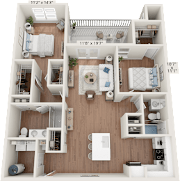 B2 Floor Plan at The One at Millington, Millington, 38053