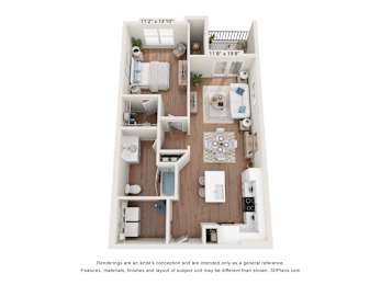 A1 Floor Plan at The One at Spartanburg, Spartanburg, SC, 29303