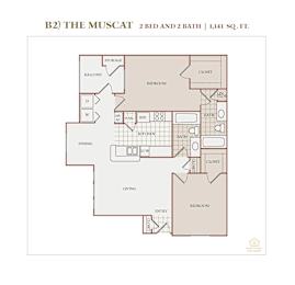B2 Floor Plan at The Vineyards Apartments, Germantown, 38138