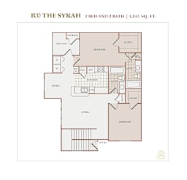 B3 Floor Plan at The Vineyards Apartments, Germantown, Tennessee